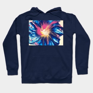 Pthalo Blue and Pink Floral Hoodie